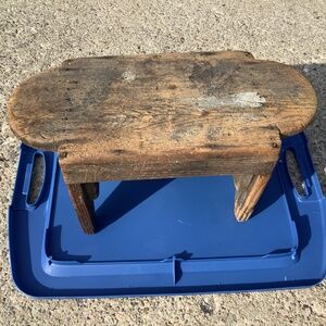 Vintage hand made wood stool bench craft project plant stand